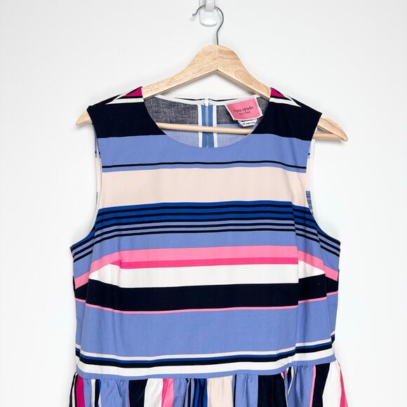 NWOT Kate Spade Striped Sleeveless Fit and Flare Midi Dress | Pink Blue | SZ 12 - Picture 5 of 10